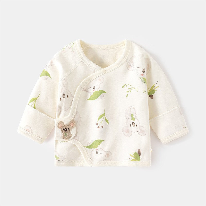 GJ25102124新生兒內褲無骨純棉春秋魔鬼氈半背睡衣滿月與尚服寶寶上衣