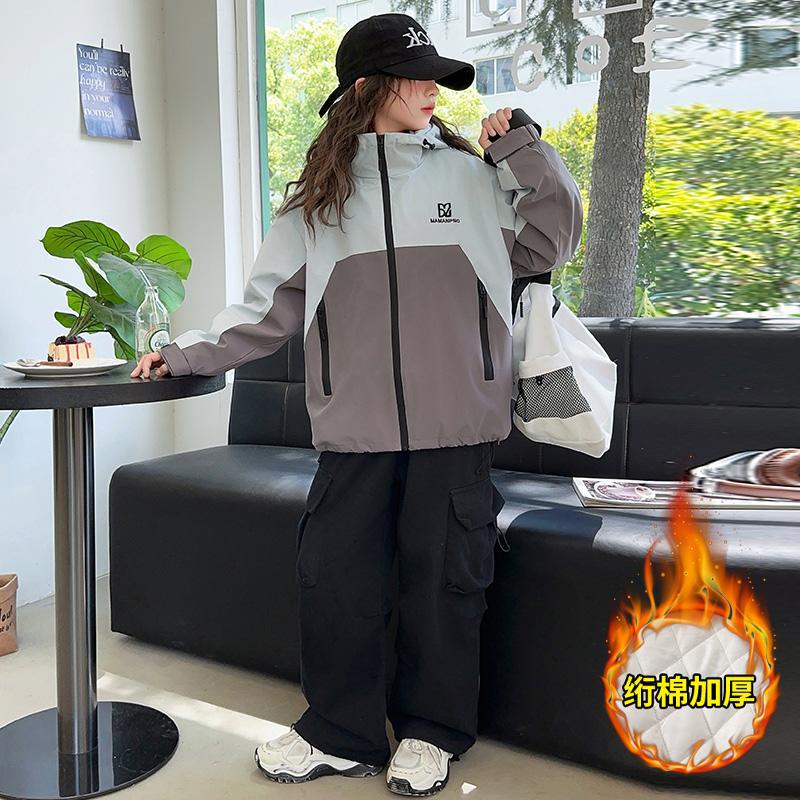 CH25110512女童裙春秋款洋氣風衣大童兒童春裝上衣寶寶衝鋒衣潮