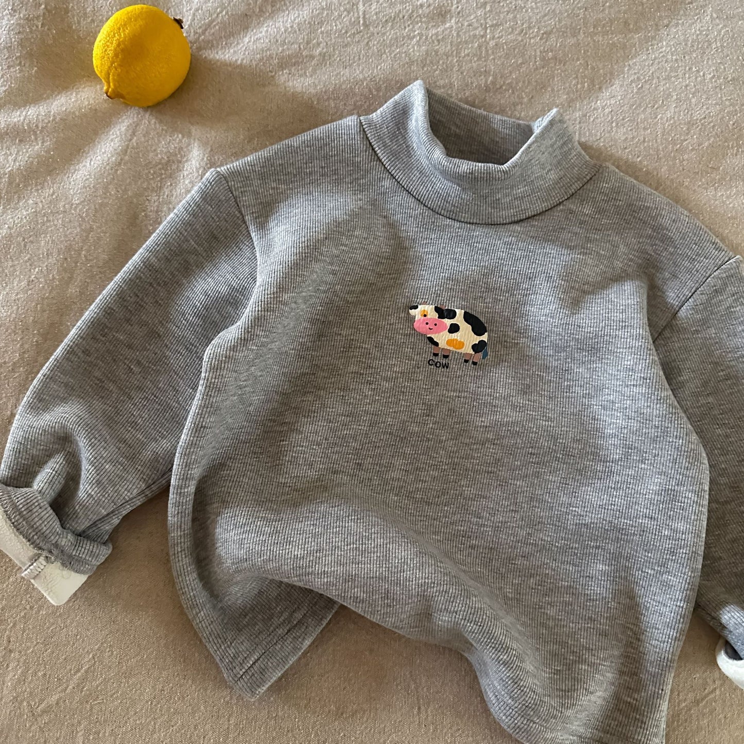 CA25112710兒童加絨打底衫秋冬新款男童長袖T恤卡通小熊半高領寶寶保暖潮