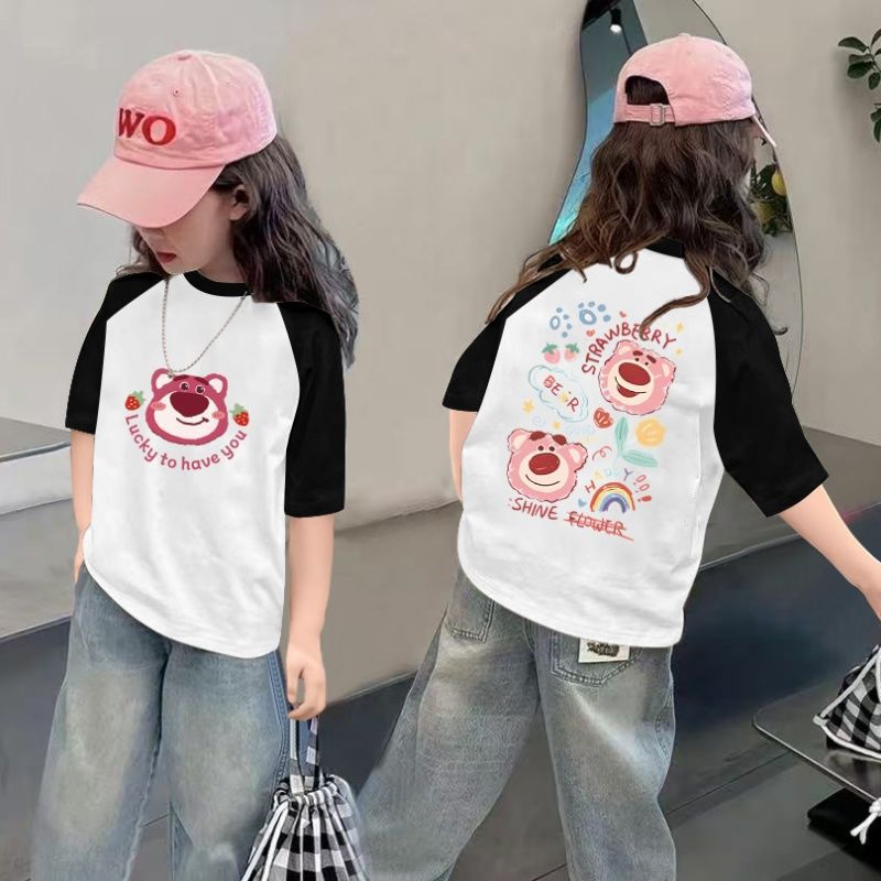 CE26022616女童夏季短袖T恤纯棉2026新款儿童洋气半袖女孩夏装薄款体恤上衣t