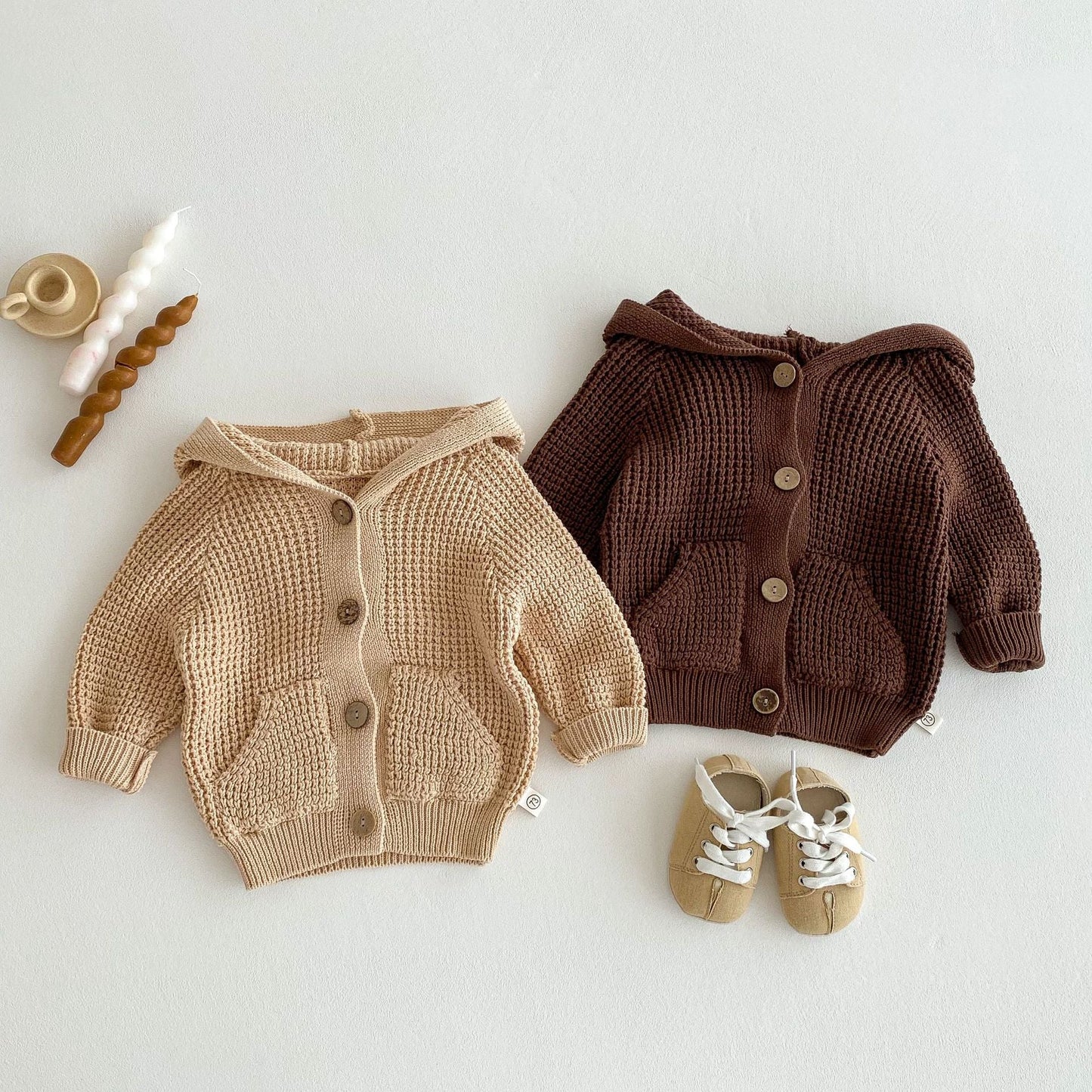 G24110619兒童韓版秋季嬰兒針織毛衣連帽洋氣男女寶寶可愛連帽長袖服