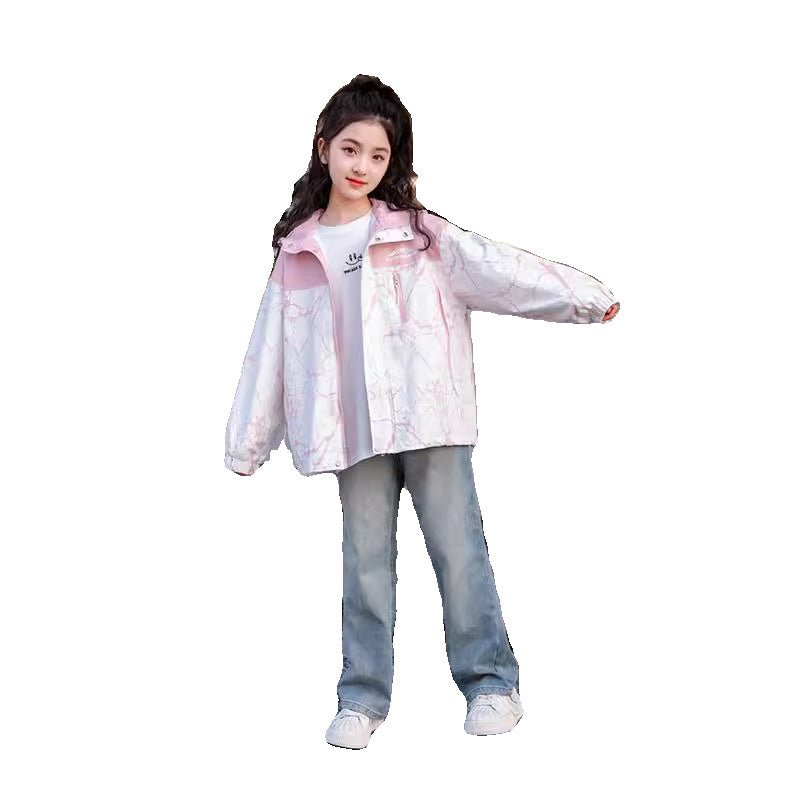 CH25110503女童洋氣外套春款兒童韓版外套上衣大童春秋運動衝鋒衣