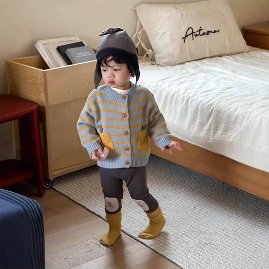 GN26012708兒童針織外套春裝寶寶衣服春季韓版童裝2026新男童長袖套裝春款