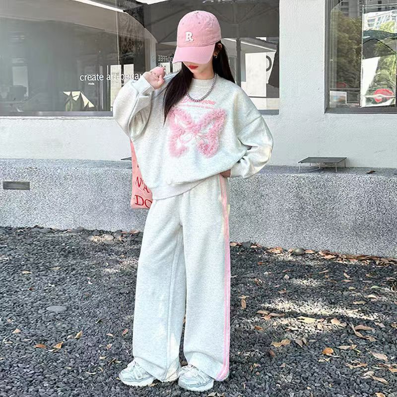 FG25112013女童卫衣套装春秋新款中大童时尚洋气阔腿卫裤儿童休闲两件套