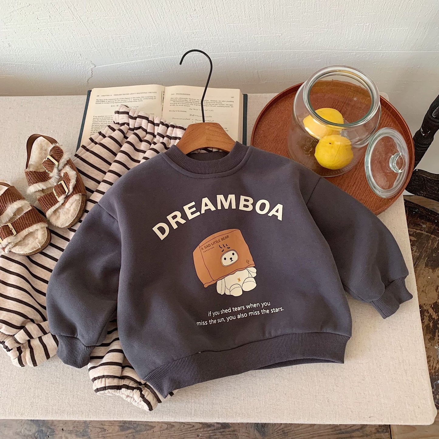 CA25112711兒童加絨衛衣男女童外套卡通印花套頭打底衫加絨加厚上衣潮一體絨