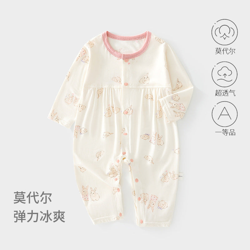 GJ26051403🎈精品質感🎈嬰兒夏季連身衣莫代爾男女寶寶薄款哈衣空調服新生兒嬰幼兒爬衣