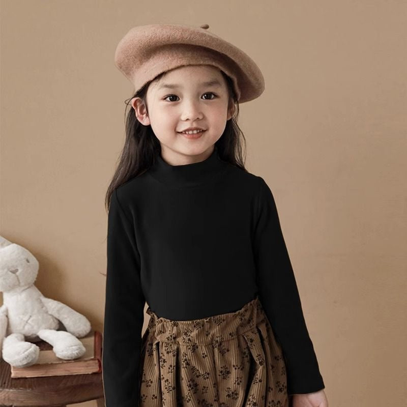 CA25112713女童打底衫春秋款冬季德絨半高領洋氣內搭上衣兒童男寶寶長袖t卹