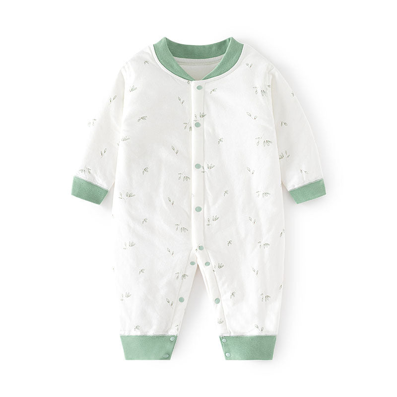 GJ25102122嬰兒夾棉連身衣寶寶保暖冬季無骨哈衣薄棉加厚對門兒童40克爬服