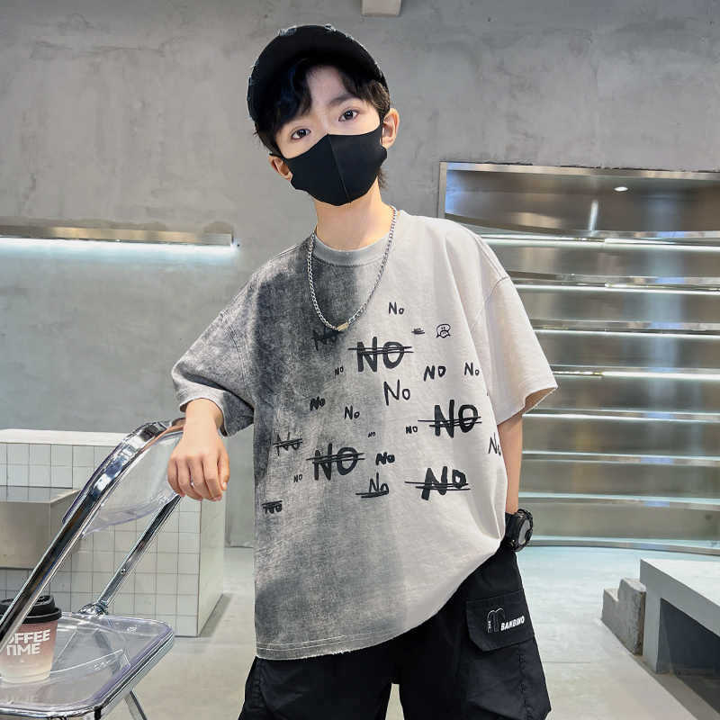 FO26062602 棉質學生童裝男童短袖t恤夏季印花新款兒童寶寶半袖上衣中大童潮T