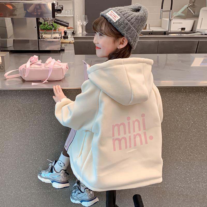 CH25110524女童秋裝裙兒童洋氣女孩秋冬兩面穿加絨加厚字母衝鋒衣