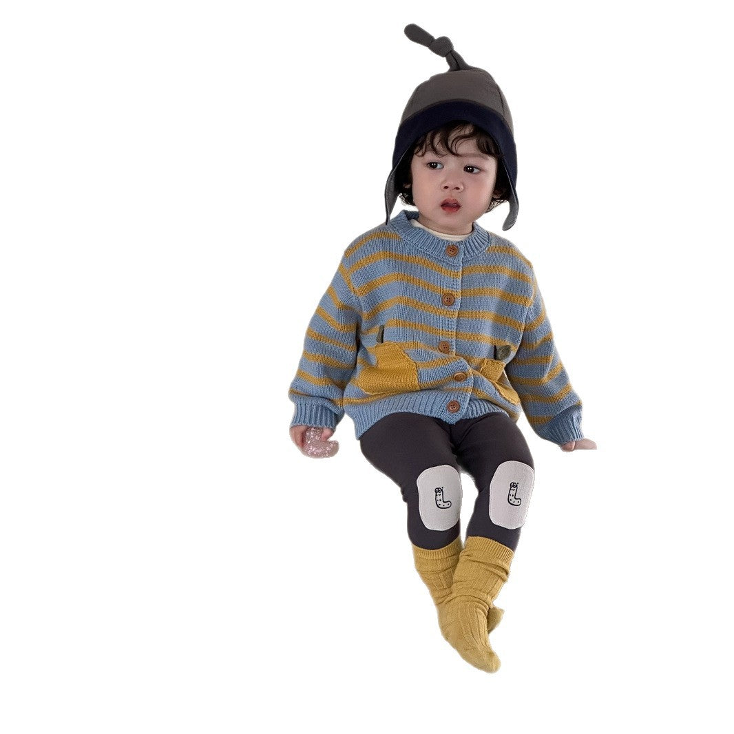 GN26012708兒童針織外套春裝寶寶衣服春季韓版童裝2026新男童長袖套裝春款