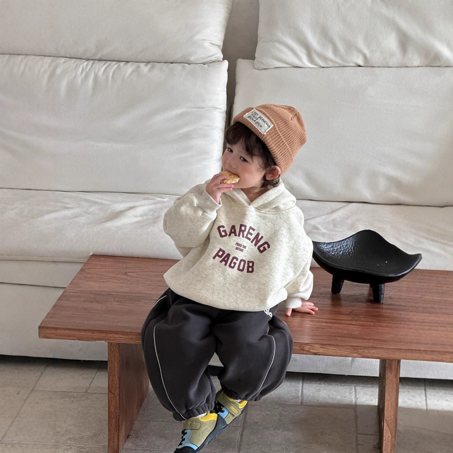 GN26012707兒童連帽衛衣加厚衛褲2025新款冬季韓版童裝寶寶冬裝男童加絨套裝