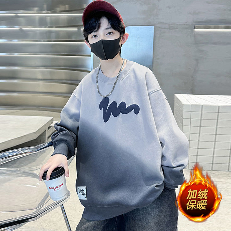 Z25030403男童衛衣長袖秋裝紮染新款字母印花學生帥氣中大童春秋季上衣男孩