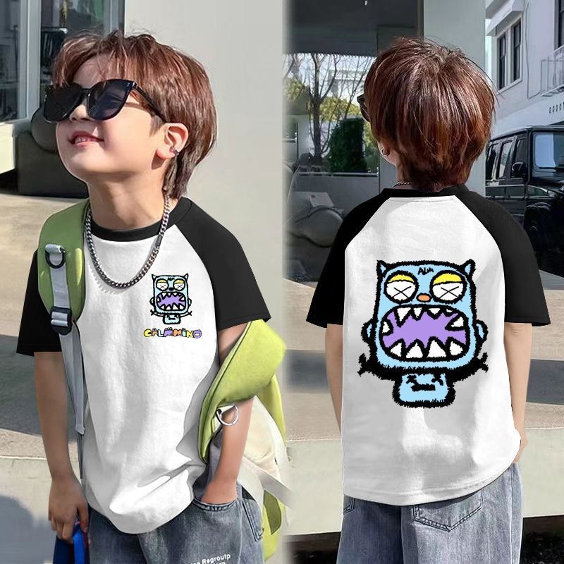 CE26022602童裝男童短袖t恤夏裝兒童中大童純棉夏季男孩休閒上衣潮t