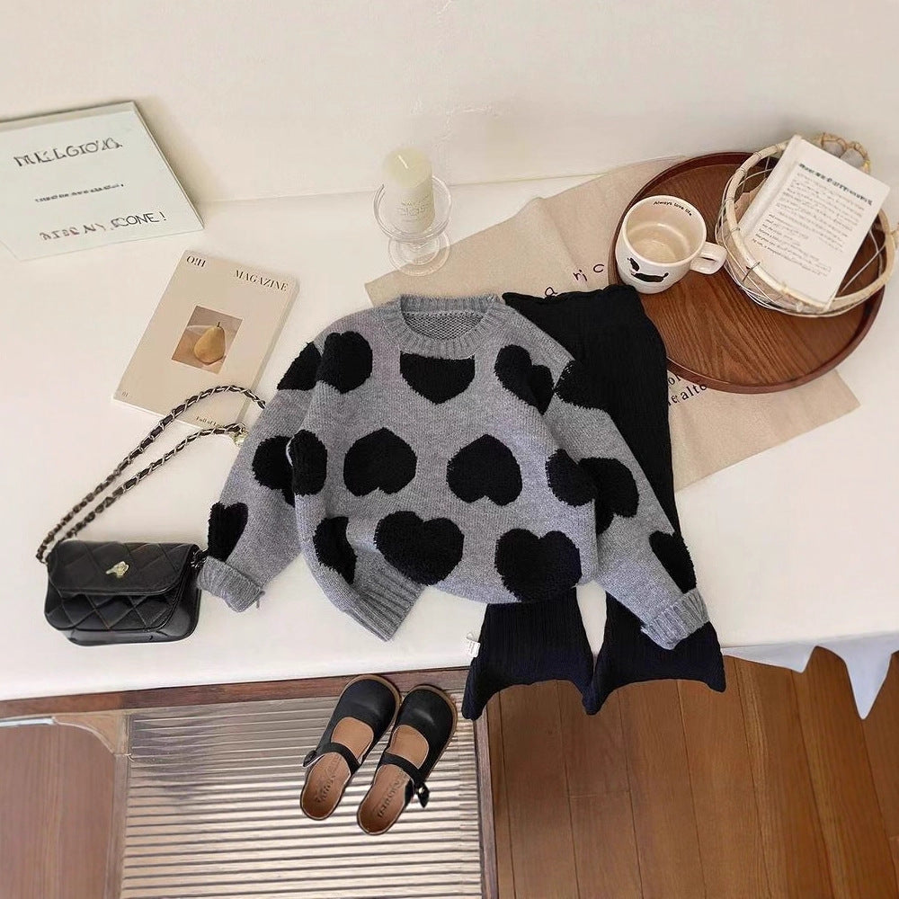 CF25091909韓國女童毛衣新款秋冬季加厚男女孩針織衫洋氣保暖兒童秋冬上衣