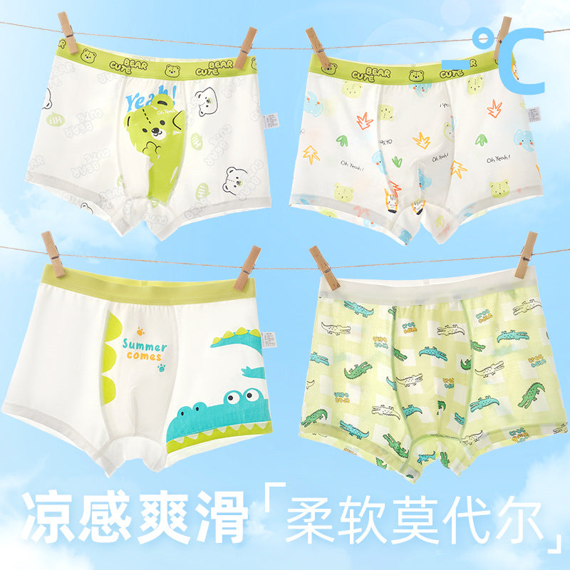 Z25040113男童莫代爾內褲冰絲兒童中大童輕薄四角褲男寶小童夏季薄款平角褲