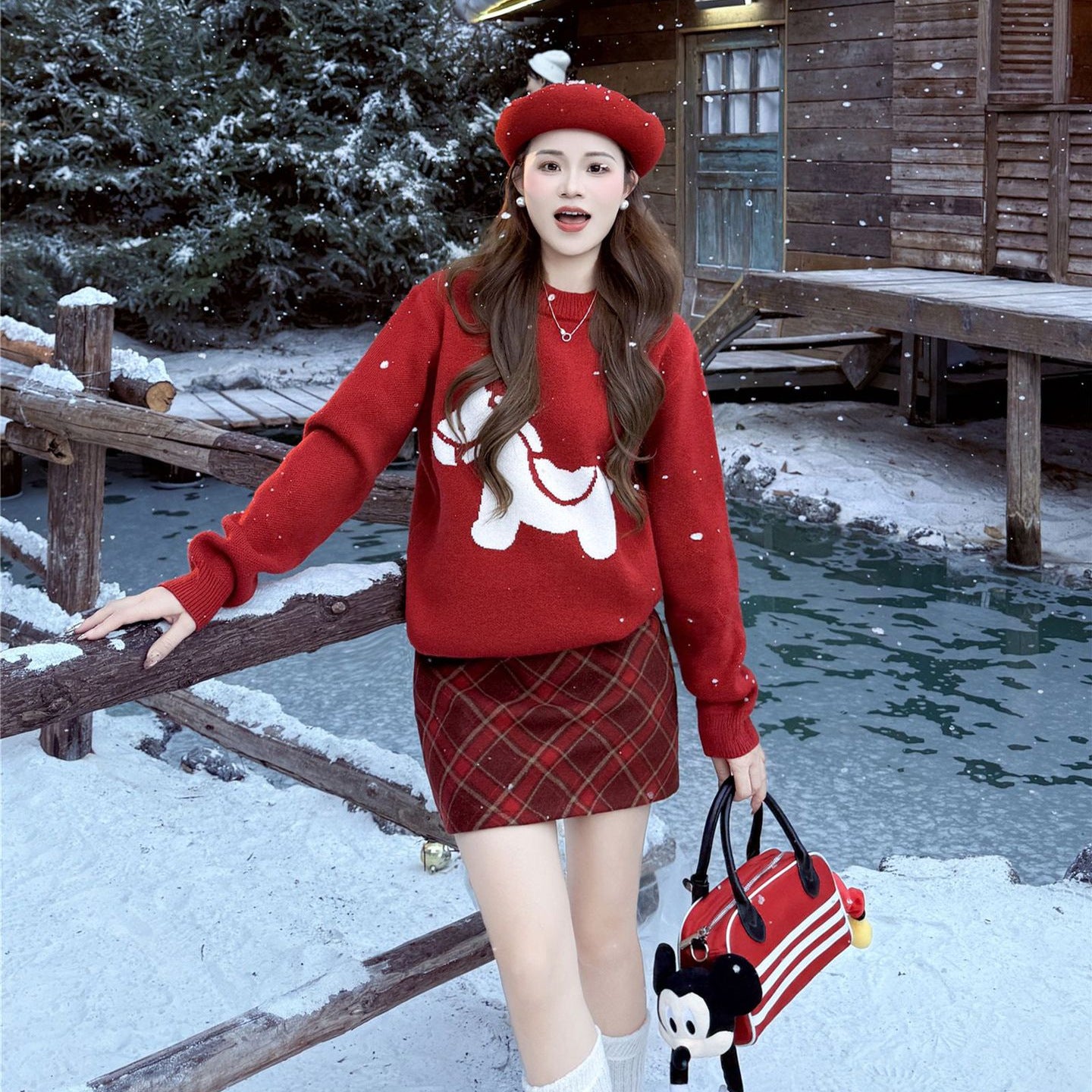 L26010613本命年毛衣親子裝一家三口四口母子母女裝2026年喜慶跨新年拜年服