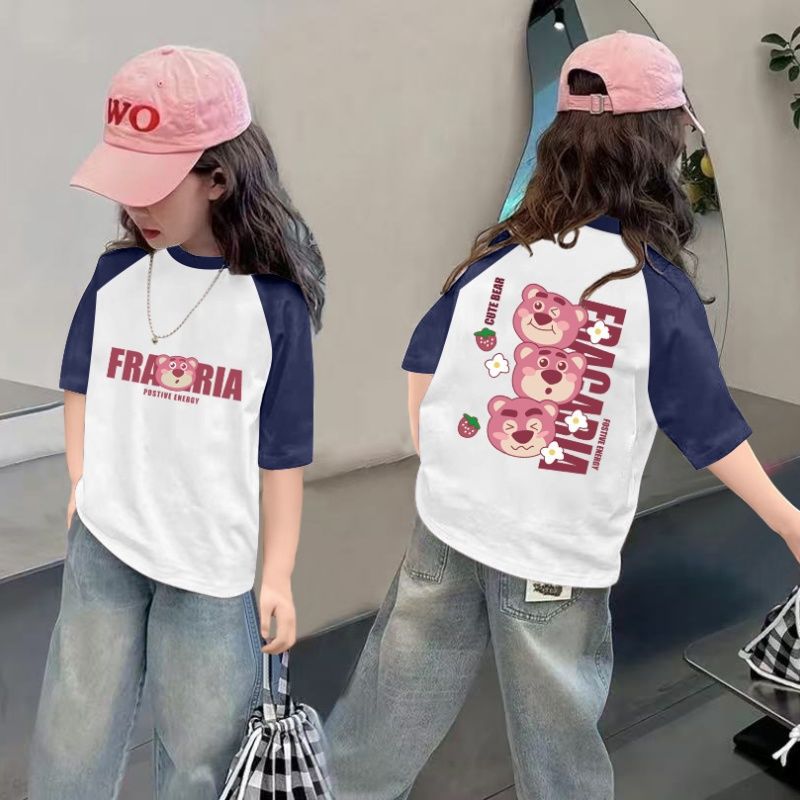 CE26022616女童夏季短袖T恤纯棉2026新款儿童洋气半袖女孩夏装薄款体恤上衣t