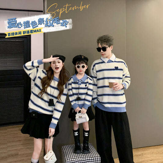 L25120406親子裝冬一家三四口2025小寶寶親子裝媽媽女保暖毛衣愛心針織衫