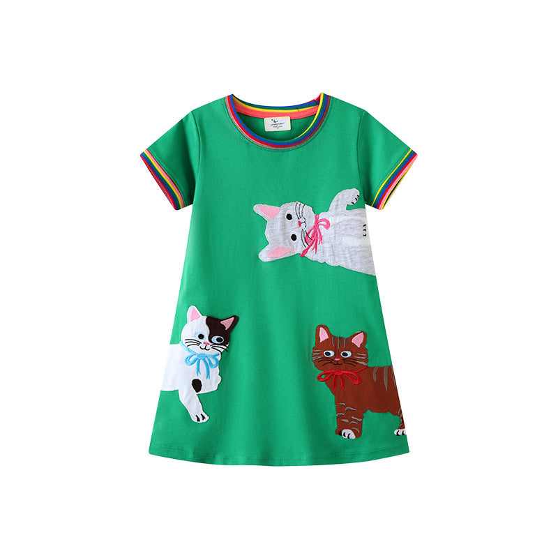 E26040815童裝歐美時尚針織兒童服裝女童中小童邊境女童短袖