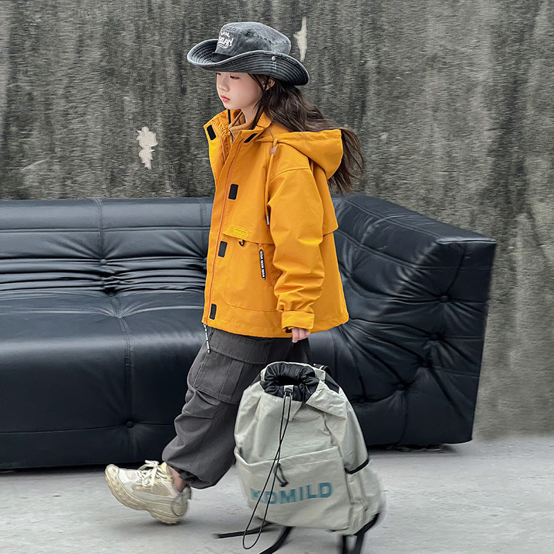 CH25110520女童三合一衝鋒衣戶外秋裝時尚運動外套加厚內膽兒童夾克