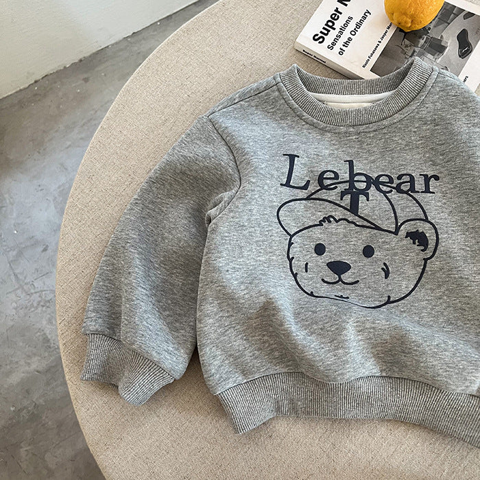 CA25112707兒童衛衣冬季男童加絨套頭衫內搭一體絨潮寶寶裙打底衫女加厚潮