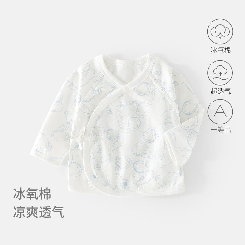 GJ26051412🎈精品質感🎈新生婴儿夏款冰氧棉半背宝宝上衣无骨薄款和尚服初生睡衣满月空调