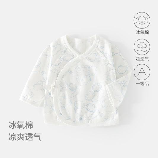 GJ26051412🎈精品質感🎈新生婴儿夏款冰氧棉半背宝宝上衣无骨薄款和尚服初生睡衣满月空调