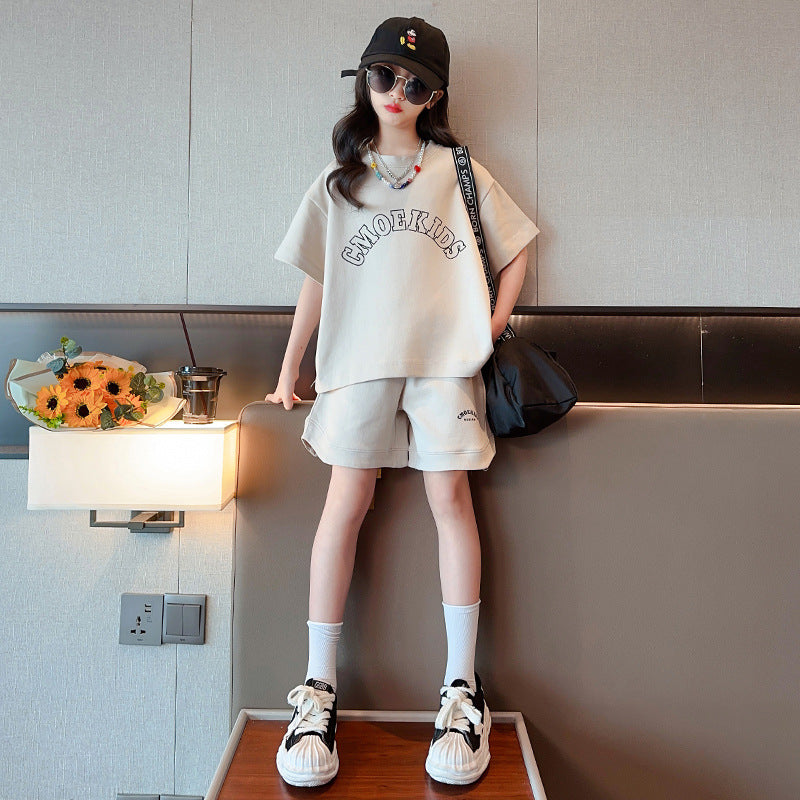 FM26042211女童夏裝2026新款套裝兒童洋氣炸街童裝運動服大童短袖兩件套夏季
