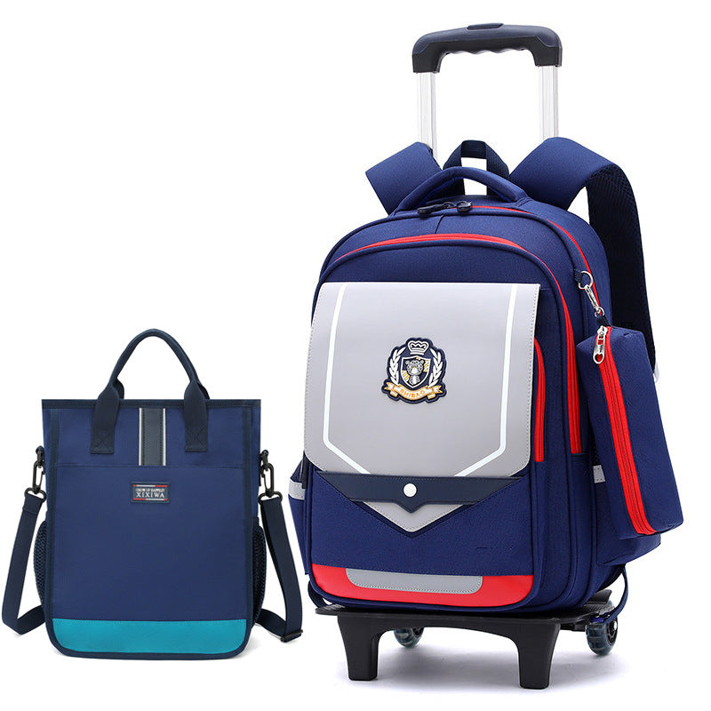 Z25022311兒童拉桿書包小學生防水女男拉桿式拖拉爬樓一二三到六年級大容量