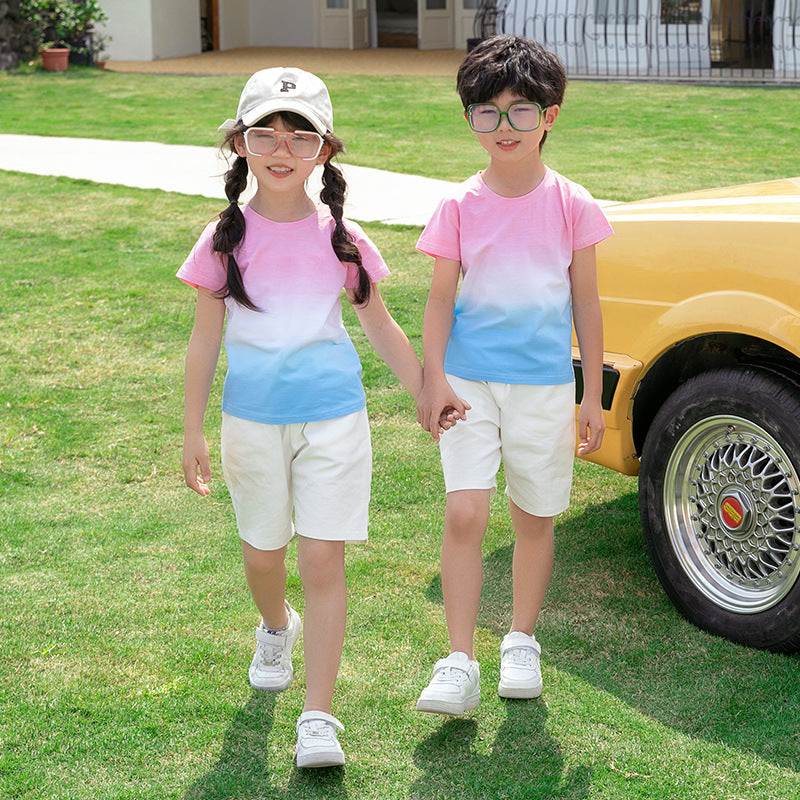 I26070704夏季一家新品三口改造T恤親子薄款母子母女裝短袖上衣潮圓領