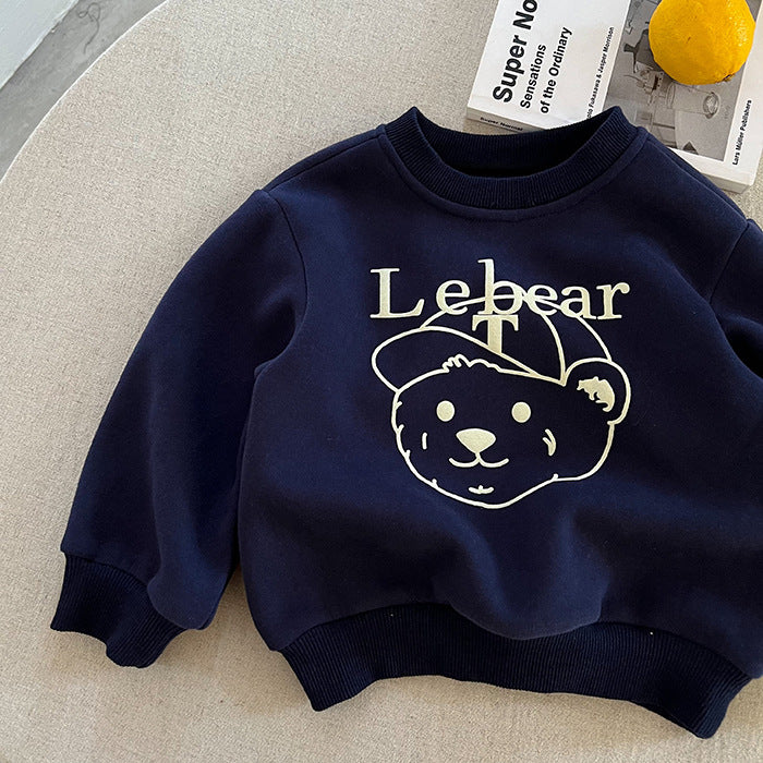 CA25112707兒童衛衣冬季男童加絨套頭衫內搭一體絨潮寶寶裙打底衫女加厚潮