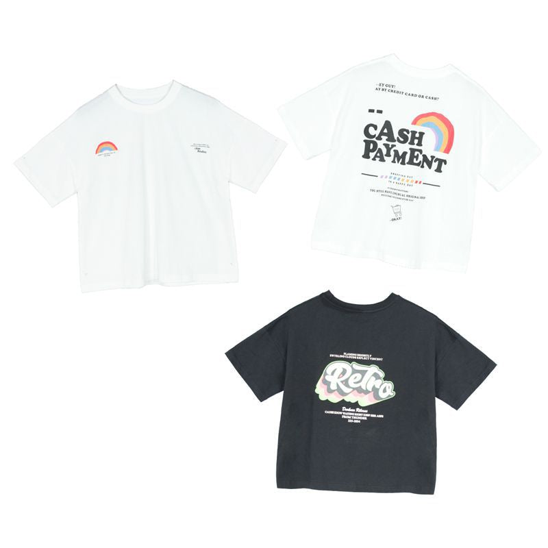 Z25030429女童短袖t恤夏季新款前後印花兒童裝半袖上衣中大童女孩夏裝