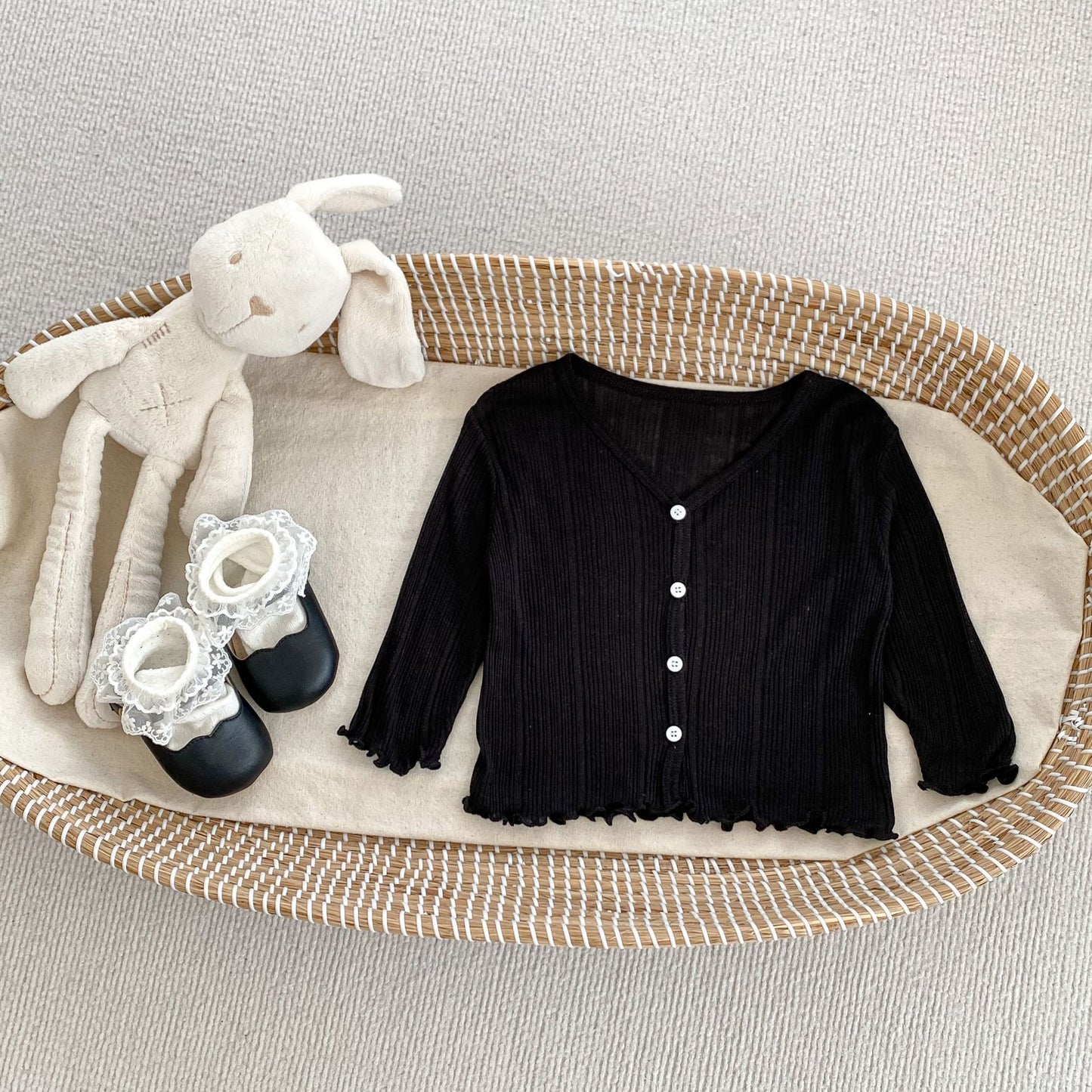 GN26030915女童防曬衣純色輕薄洋裝女寶寶夏季木耳邊開襟裙(2件起批)GN開頭需下單2款才有出貨,可混搭