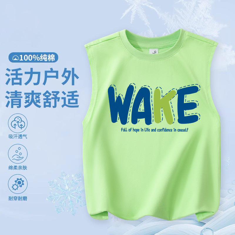 FN26052903兒童純棉背心 時尚卡通印花童裝 輕便版 中大童時尚男童上衣