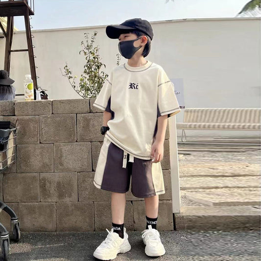🎈精品童裝🎈FH25062714男童夏裝套裝新款兒童休閒運動兩件套中大童短袖夏季衣服批發