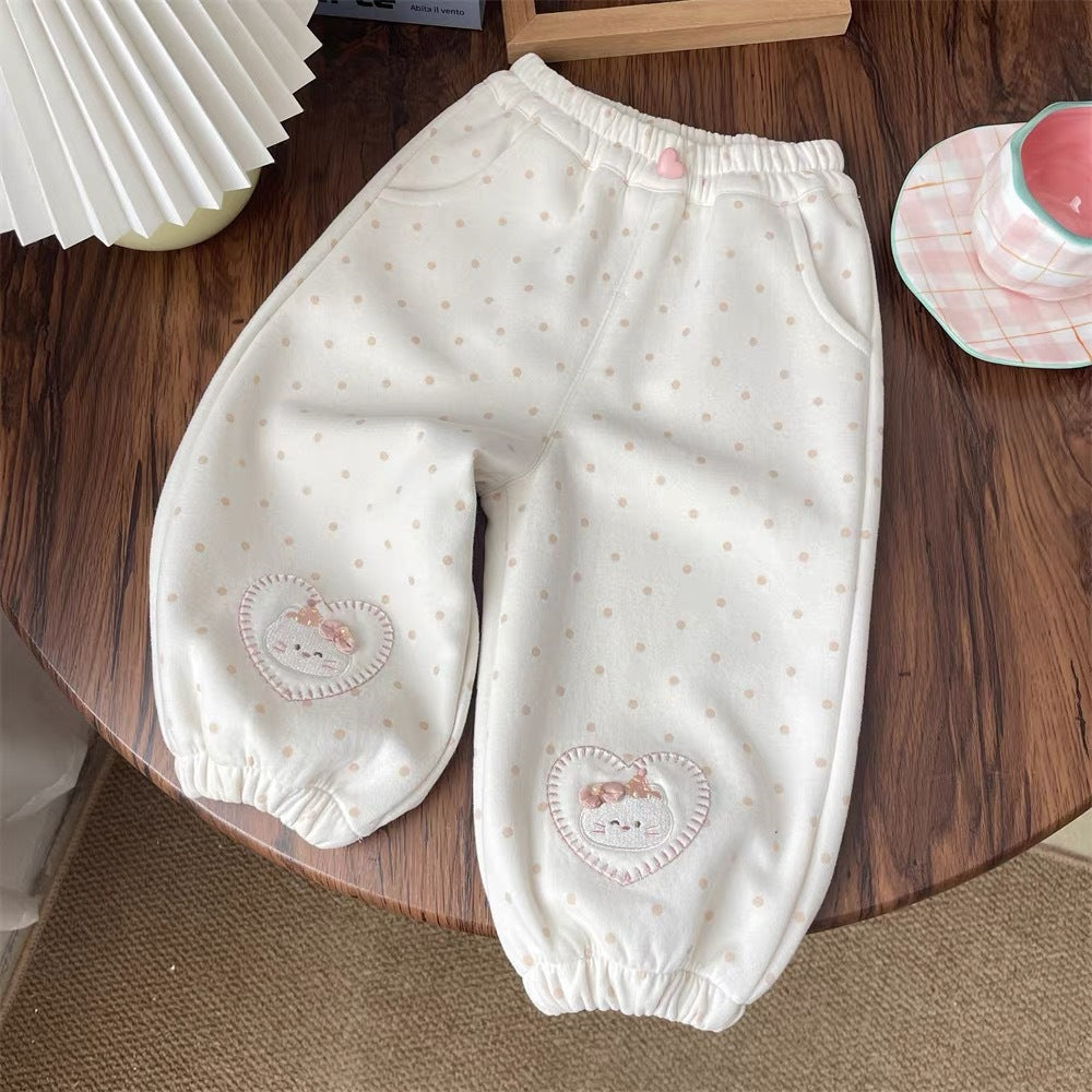 GL25122501春秋波可愛點廣大休閒衛褲寶寶運動褲小童收口束腳褲女潮