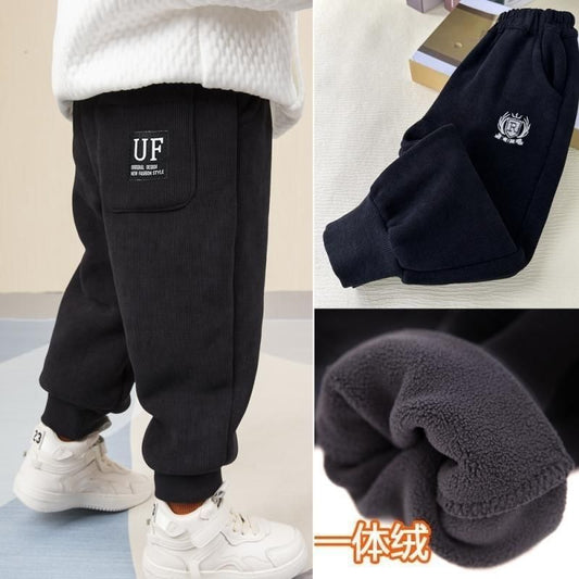 Z26010131兒童裝男童加絨褲子秋冬款2025新款男童冬季加厚中小童運動衛褲潮