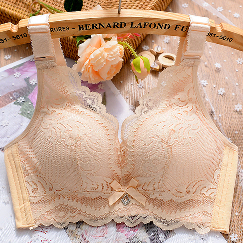 Z25080101佳思丹妮蕾絲內衣女小胸聚攏調整型胸罩無鋼圈收副乳不空杯