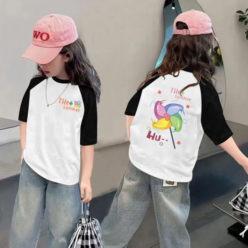 CE26022616女童夏季短袖T恤纯棉2026新款儿童洋气半袖女孩夏装薄款体恤上衣t