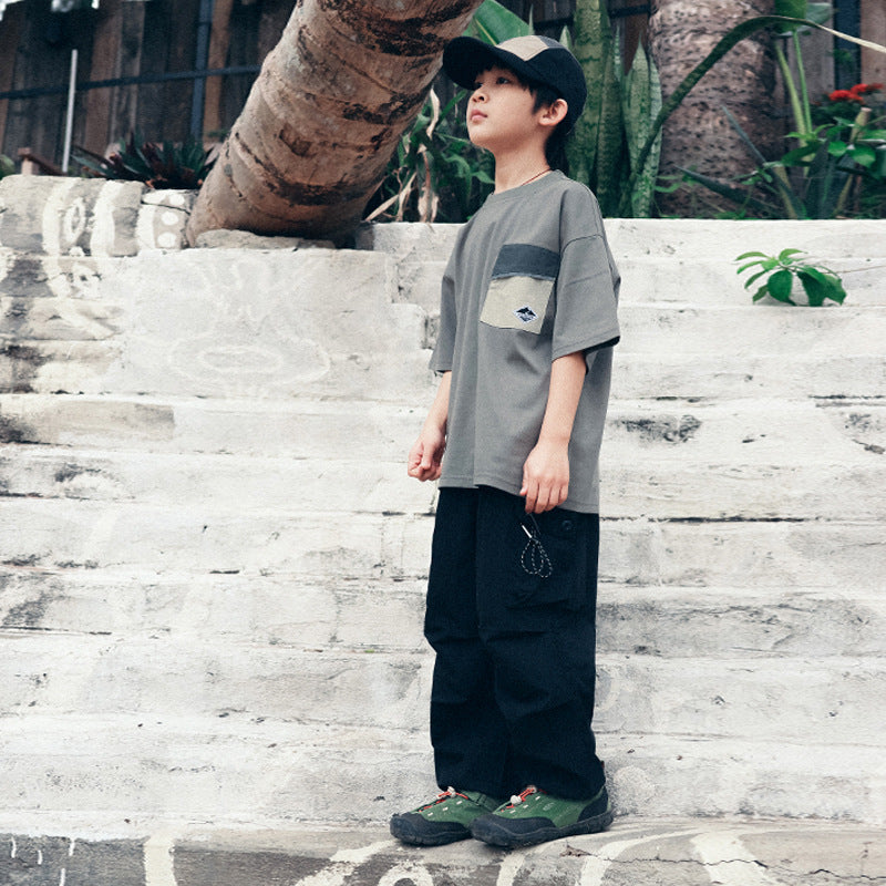 FK26032010猿寶社夏季襯衫兒童撞色口袋t兒童半袖衣服中大童上衣現貨批發(FK開頭~需混搭3件~廠商才有出貨哦)(品質很好,請放心購買)