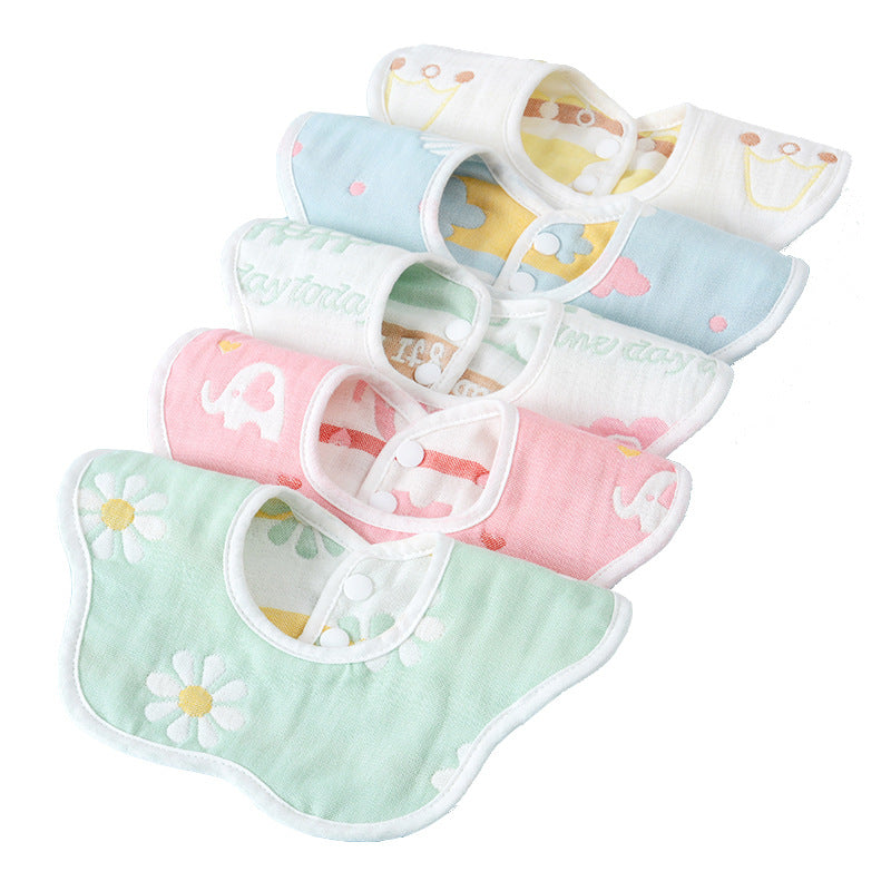 Z23111708圍兜 母嬰嬰幼兒用品全棉紗布圍兜360度旋轉食飯兜卡通花瓣口水巾(3倏起批)