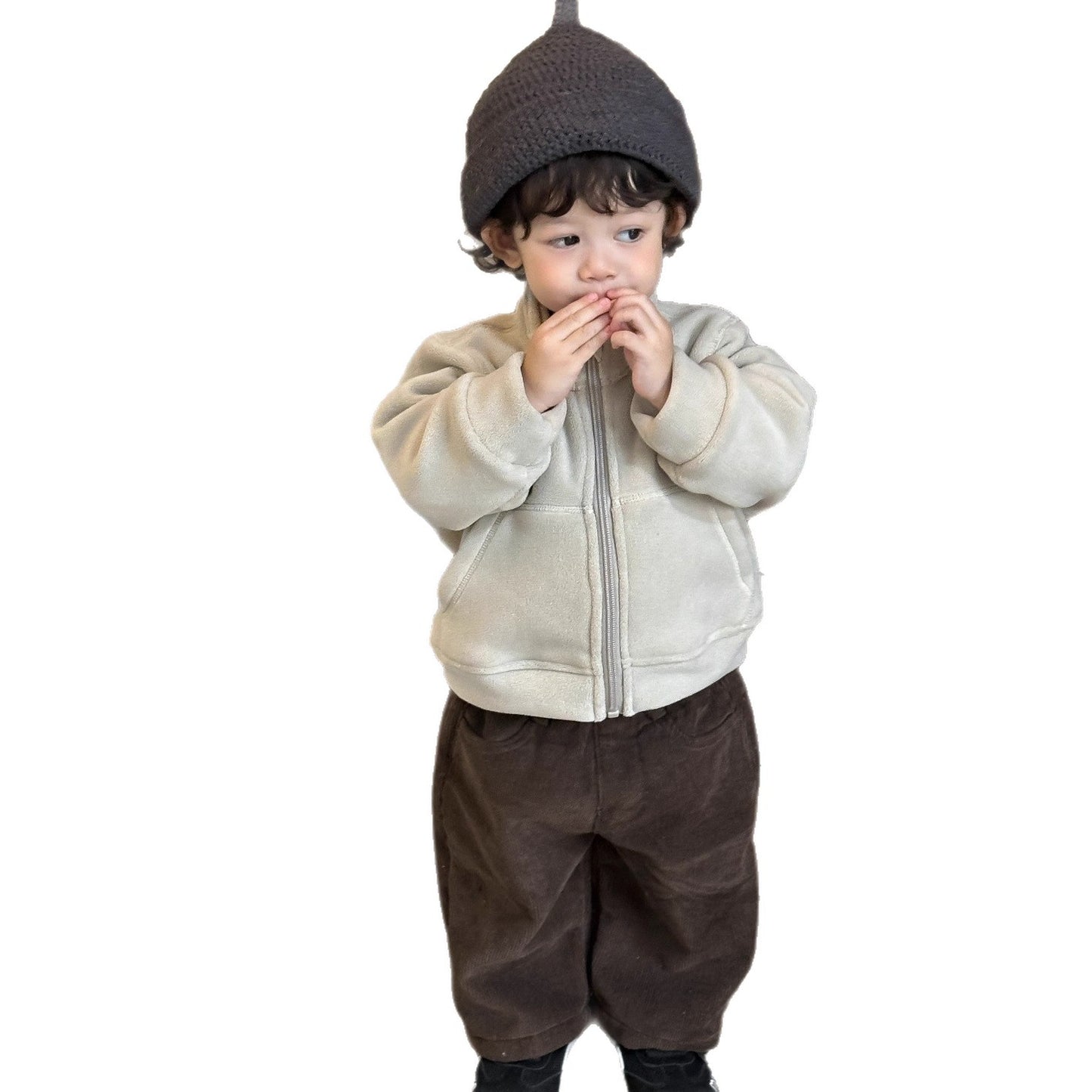 GN26012712小寶寶秋冬季外套2025新款韓版童裝兒童服裝冬款男童加厚衛衣套裝