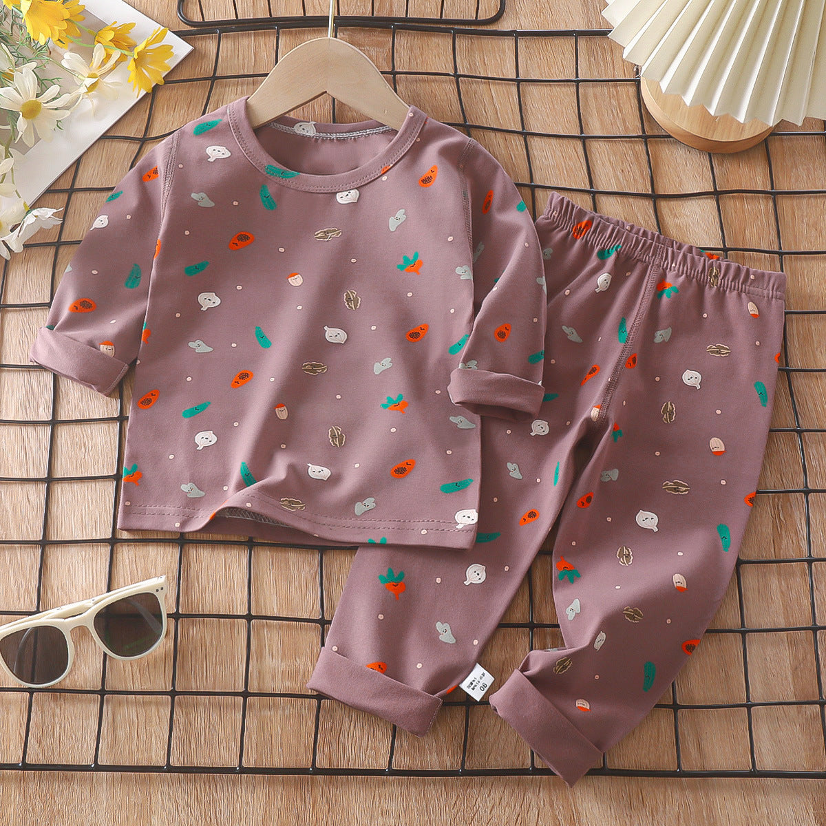 Z25022320兒童睡衣套裝春季萊卡棉寶寶內衣男童家居服女童秋衣秋褲童裝批發