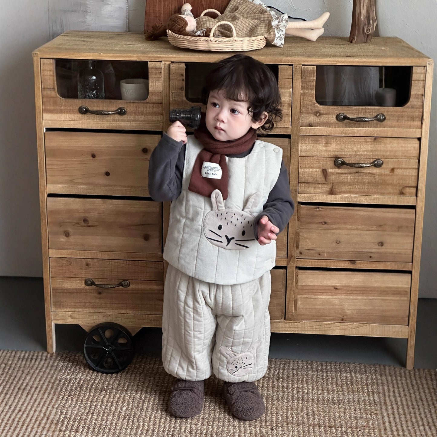 GN26012721兒童服飾秋冬款2025新款韓版童裝寶寶加絨打底男童棉馬甲加厚套裝