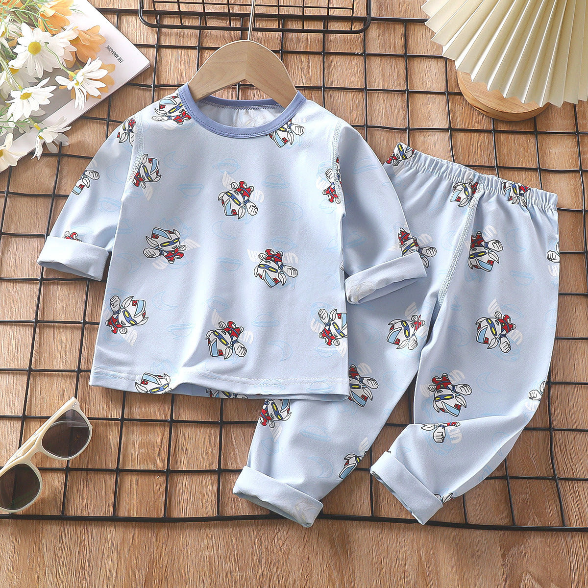 Z25022320兒童睡衣套裝春季萊卡棉寶寶內衣男童家居服女童秋衣秋褲童裝批發
