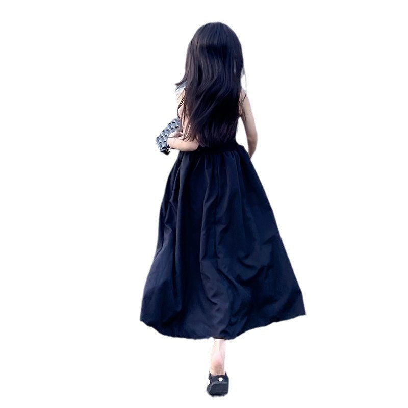 Z25033105女童洋裝莫代爾夏季兒童小黑裙休閒長裙女大童洋氣無袖背心裙
