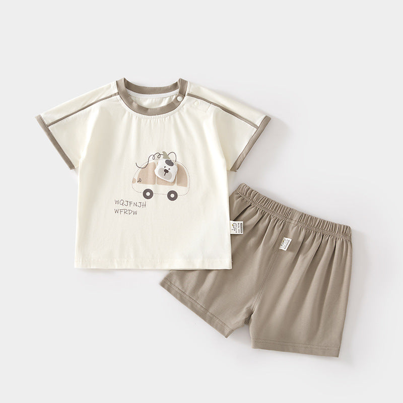 GJ26051408🎈精品質感🎈寶寶短袖T恤套裝家居恤服薄款夏季男女兒童短袖寬鬆寶寶外穿