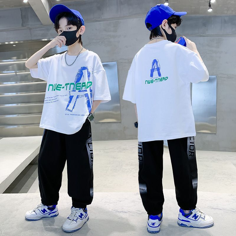 FM26042212男童夏裝套裝大童夏款2026新款兒童男孩夏季短袖運動服帥氣時尚潮