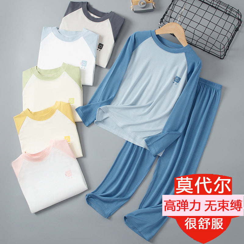 CK26050518代爾兒童睡衣男童家居服套裝寶寶空調服青少年秋衣秋褲莫女童內衣(9-12天到貨)